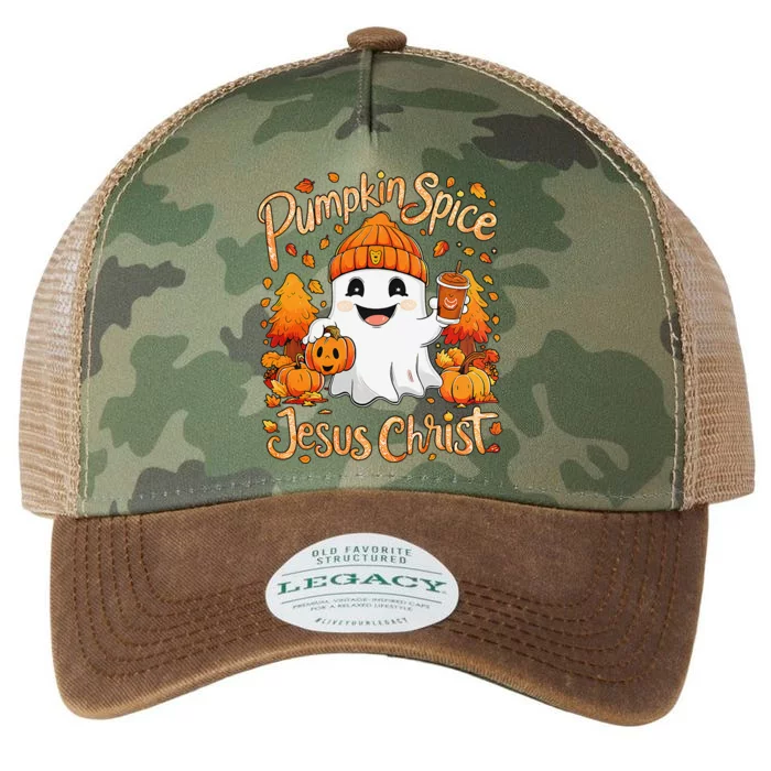 Halloween Ghost Pumpkin Spice Latte Coffee Legacy Tie Dye Trucker Hat