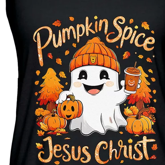 Halloween Ghost Pumpkin Spice Latte Coffee Ladies Essential Flowy Tank