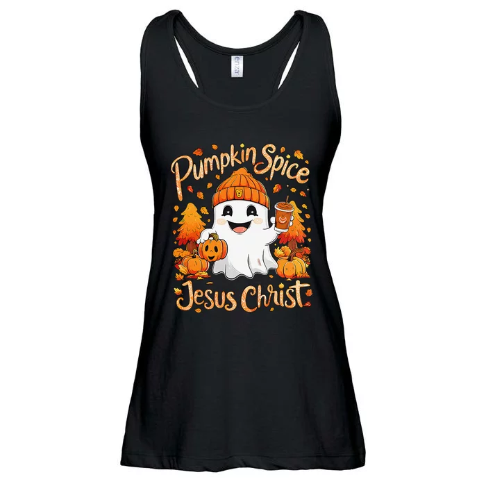 Halloween Ghost Pumpkin Spice Latte Coffee Ladies Essential Flowy Tank