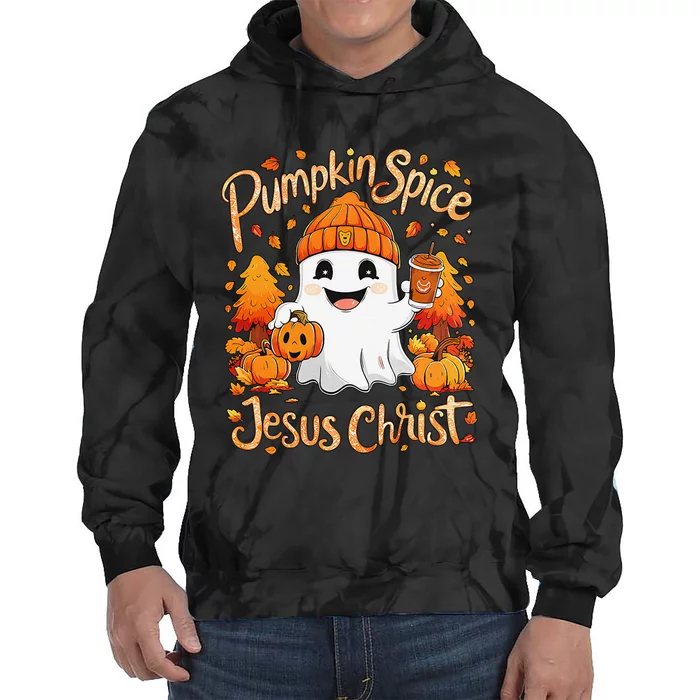 Halloween Ghost Pumpkin Spice Latte Coffee Tie Dye Hoodie