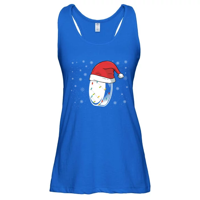 Hockey Game Puck Santa Hat Funny Christmas Hockey Player Gift Ladies Essential Flowy Tank