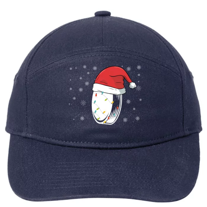 Hockey Game Puck Santa Hat Funny Christmas Hockey Player Gift 7-Panel Snapback Hat