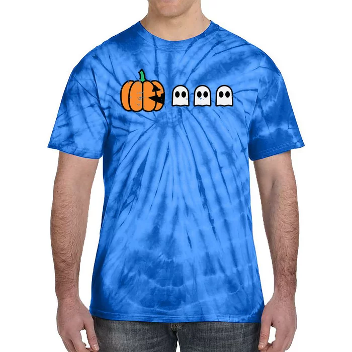 Halloween Gamer Pumpkin Eating Ghost Costume Tie-Dye T-Shirt