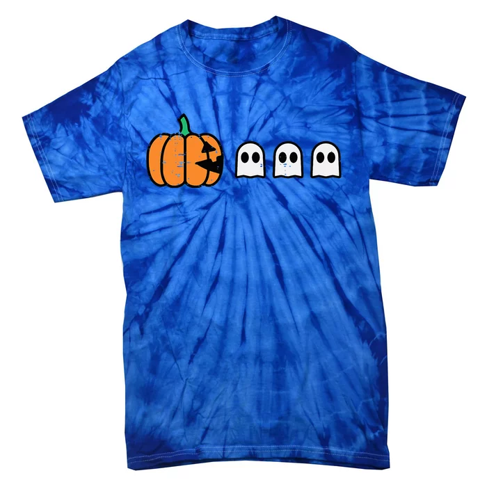 Halloween Gamer Pumpkin Eating Ghost Costume Tie-Dye T-Shirt