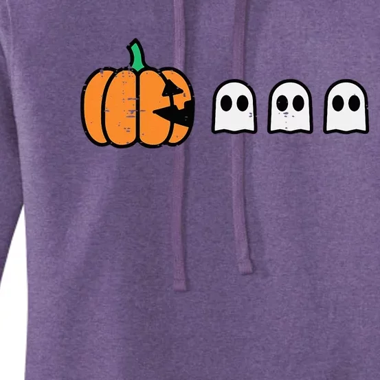 Halloween Gamer Pumpkin Eating Ghost Costume Women's Pullover Hoodie