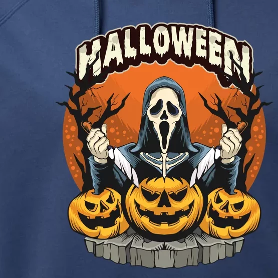 Halloween Ghost Pumpkins Performance Fleece Hoodie