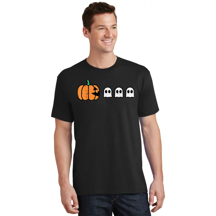 Halloween Gamer Pumpkin Eating Ghost Costume  Boy Kid T-Shirt