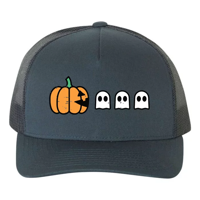 Halloween Gamer Pumpkin Eating Ghost Costume Boy Kids Yupoong Adult 5-Panel Trucker Hat