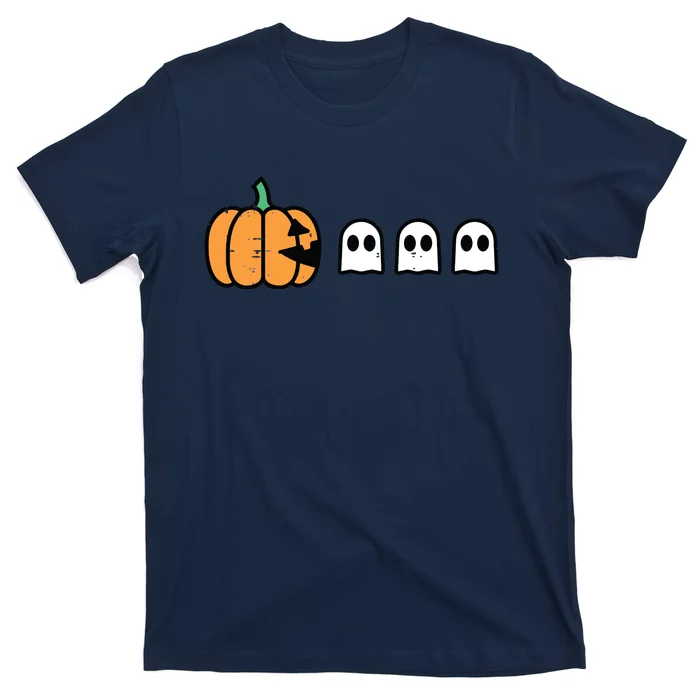 Halloween Gamer Pumpkin Eating Ghost Costume Boy Kids T-Shirt