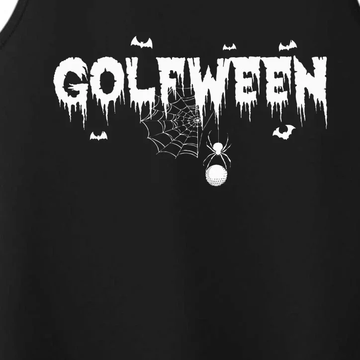 Halloween Golf Player Golfween Spider Webs Golfer Sport Performance Tank