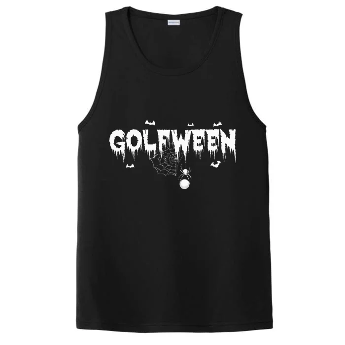 Halloween Golf Player Golfween Spider Webs Golfer Sport Performance Tank