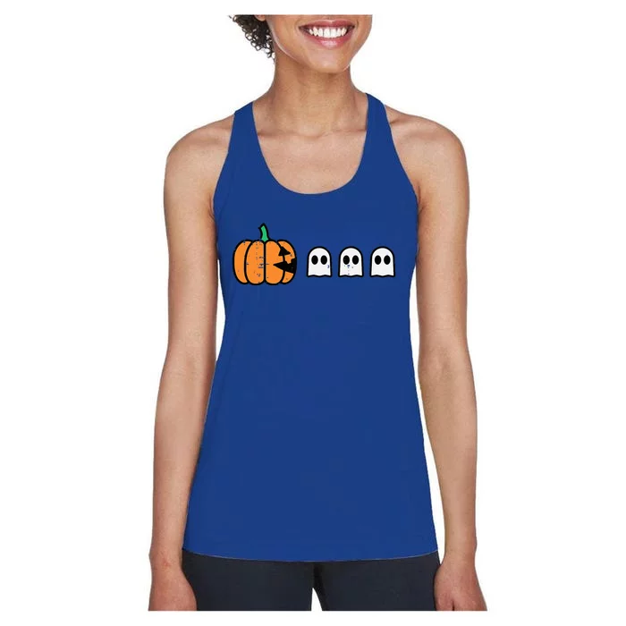 Halloween Gamer Pumpkin Eating Ghost Costume Women's Racerback Tank