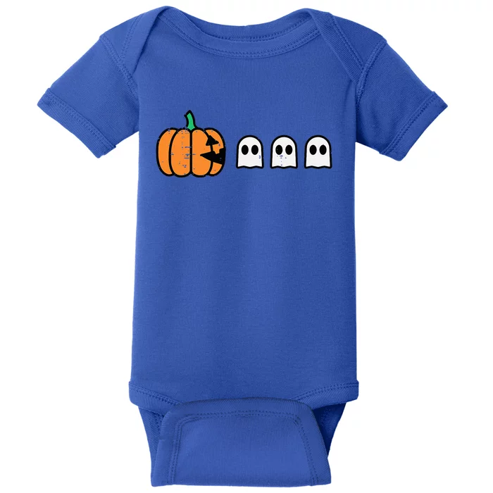 Halloween Gamer Pumpkin Eating Ghost Costume Baby Bodysuit