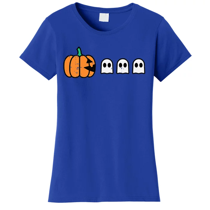 Halloween Gamer Pumpkin Eating Ghost Costume Women's T-Shirt