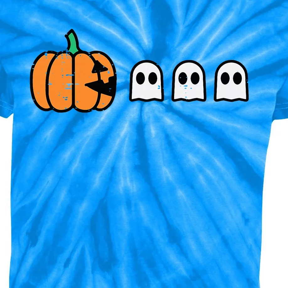 Halloween Gamer Pumpkin Eating Ghost Costume Kids Tie-Dye T-Shirt