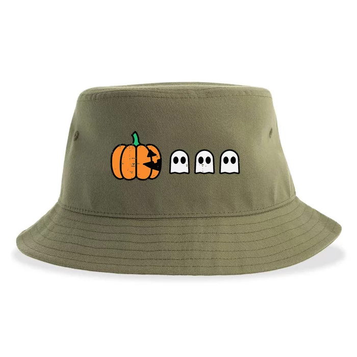 Halloween Gamer Pumpkin Eating Ghost Costume Sustainable Bucket Hat