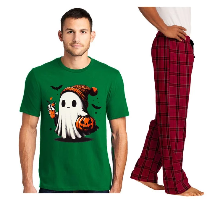 Halloween Ghost Pumpkin Fall Drinks Spooky Beanie Pajama Set