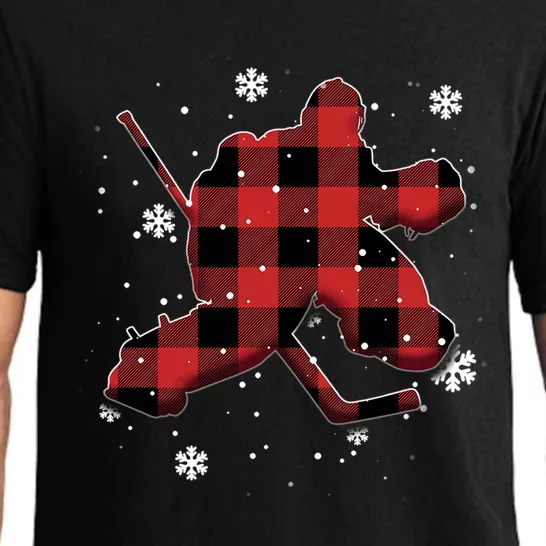 Hockey Goalie Plaid Christmas Gift Pajama Set