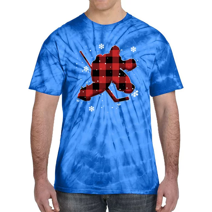 Hockey Goalie Plaid Christmas Gift Tie-Dye T-Shirt