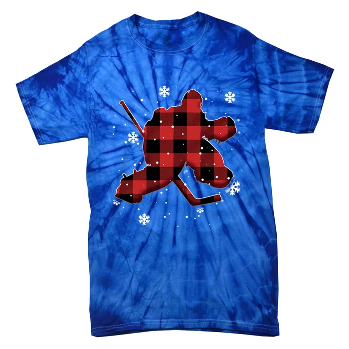 Hockey Goalie Plaid Christmas Gift Tie-Dye T-Shirt