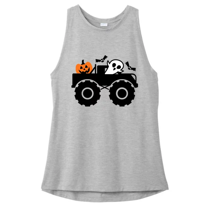 Halloween Ghost Pumpkin Riding Monster Truck Great Gift Ladies Tri-Blend Wicking Tank