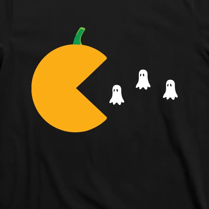 Halloween Gamer Pumpkin Eating Ghost T-Shirt