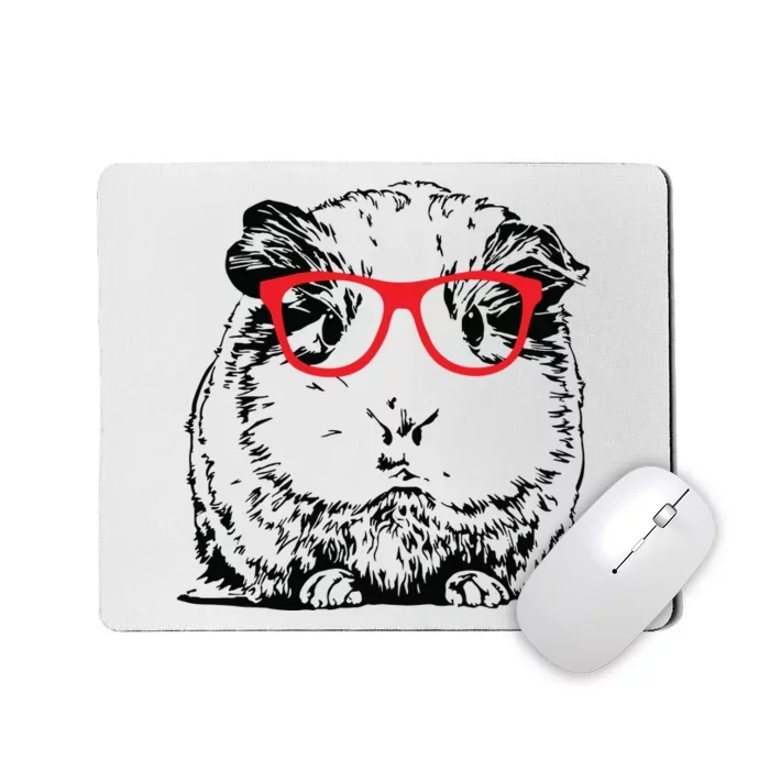 Hipster Guinea Pig In Red Glasses Pet Animal Mousepad