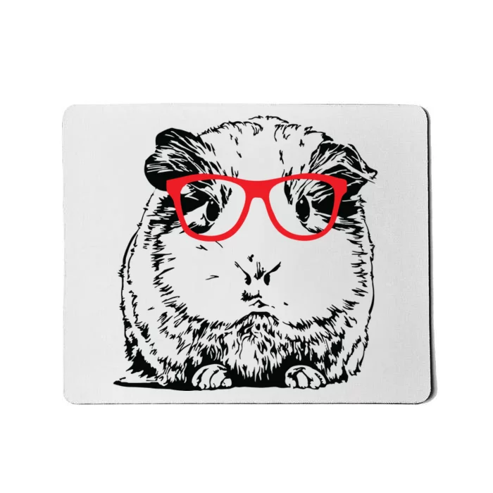 Hipster Guinea Pig In Red Glasses Pet Animal Mousepad