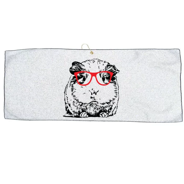 Hipster Guinea Pig In Red Glasses Pet Animal Large Microfiber Waffle Golf Towel