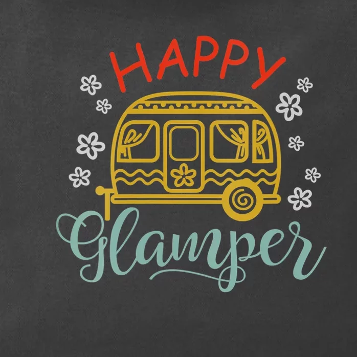 Happy Glamper Quote Adventure Awaits Funny Camper Camp Zip Tote Bag