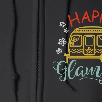 Happy Glamper Quote Adventure Awaits Funny Camper Camp Full Zip Hoodie