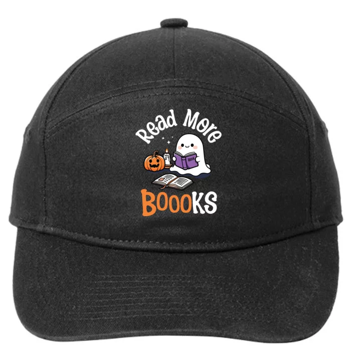 Halloween Ghost Reading Read More Books Librarian Teacher 7-Panel Snapback Hat