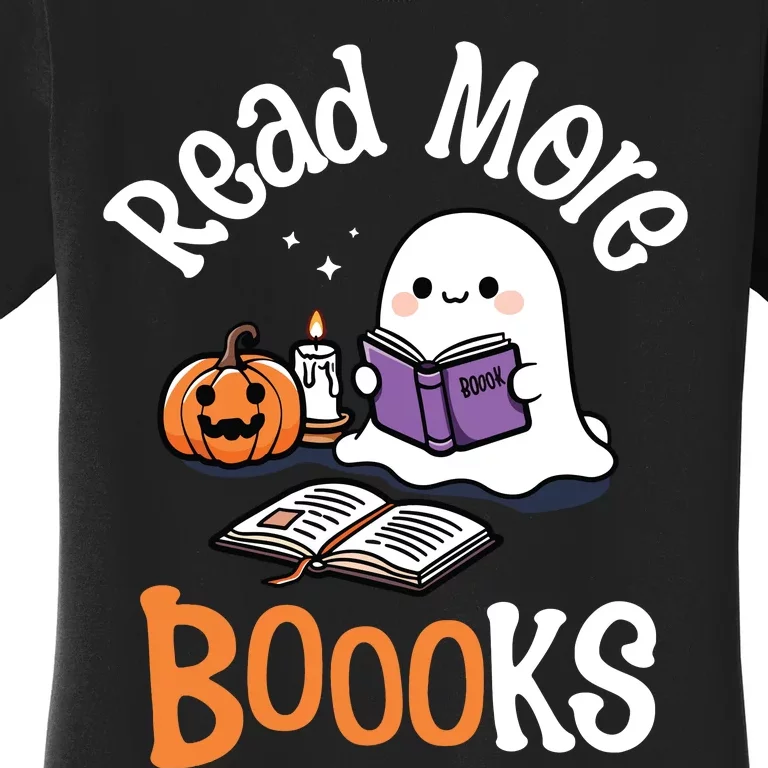 Halloween Ghost Reading Read More Books Librarian Teacher Women's T-Shirt