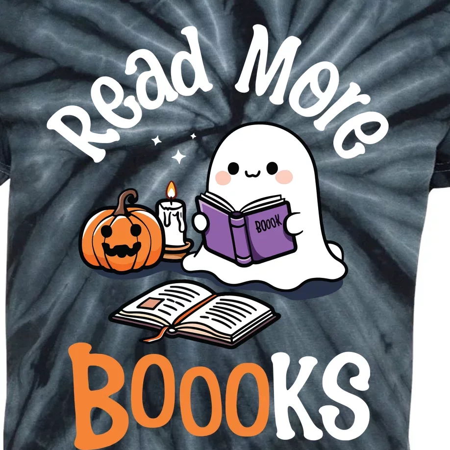 Halloween Ghost Reading Read More Books Librarian Teacher Kids Tie-Dye T-Shirt