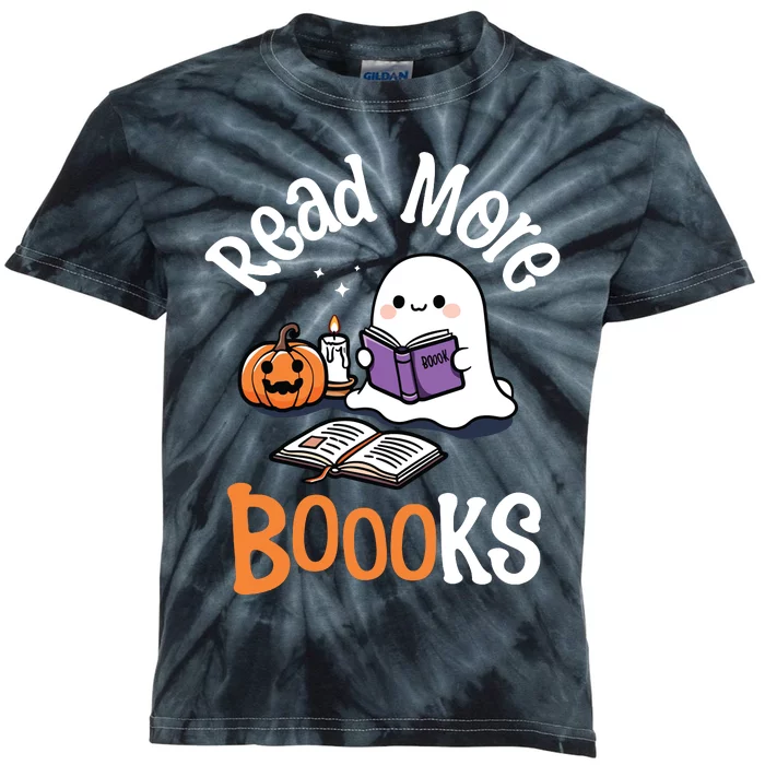 Halloween Ghost Reading Read More Books Librarian Teacher Kids Tie-Dye T-Shirt