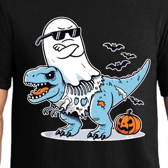 Halloween Ghost Riding Zombie Trex Funny Halloween Pajama Set