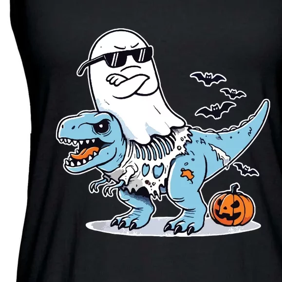 Halloween Ghost Riding Zombie Trex Funny Halloween Ladies Essential Flowy Tank