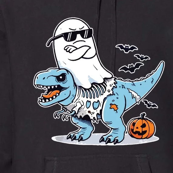 Halloween Ghost Riding Zombie Trex Funny Halloween Premium Hoodie