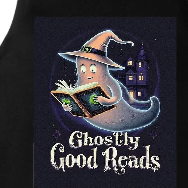 Halloween Ghost Reading Book Spooky Teacher Humor Ladies Tri-Blend Wicking Tank