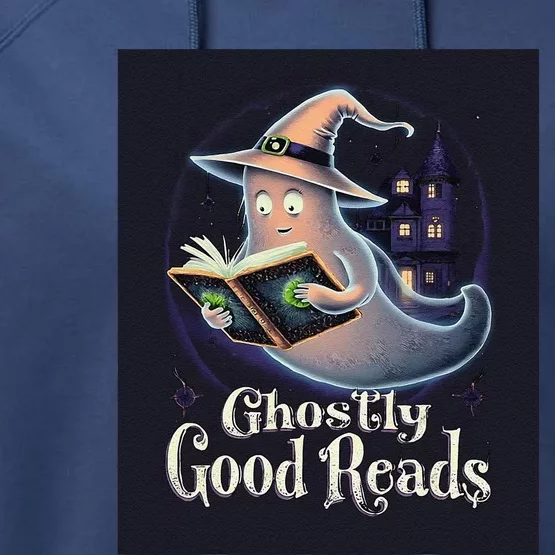 Halloween Ghost Reading Book Spooky Teacher Humor Performance Fleece Hoodie