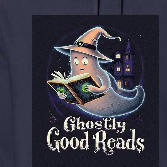 Halloween Ghost Reading Book Spooky Teacher Humor Premium Hoodie