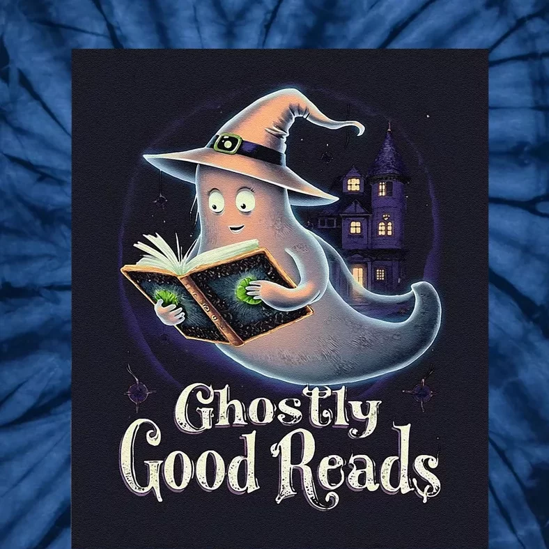 Halloween Ghost Reading Book Spooky Teacher Humor Tie-Dye T-Shirt