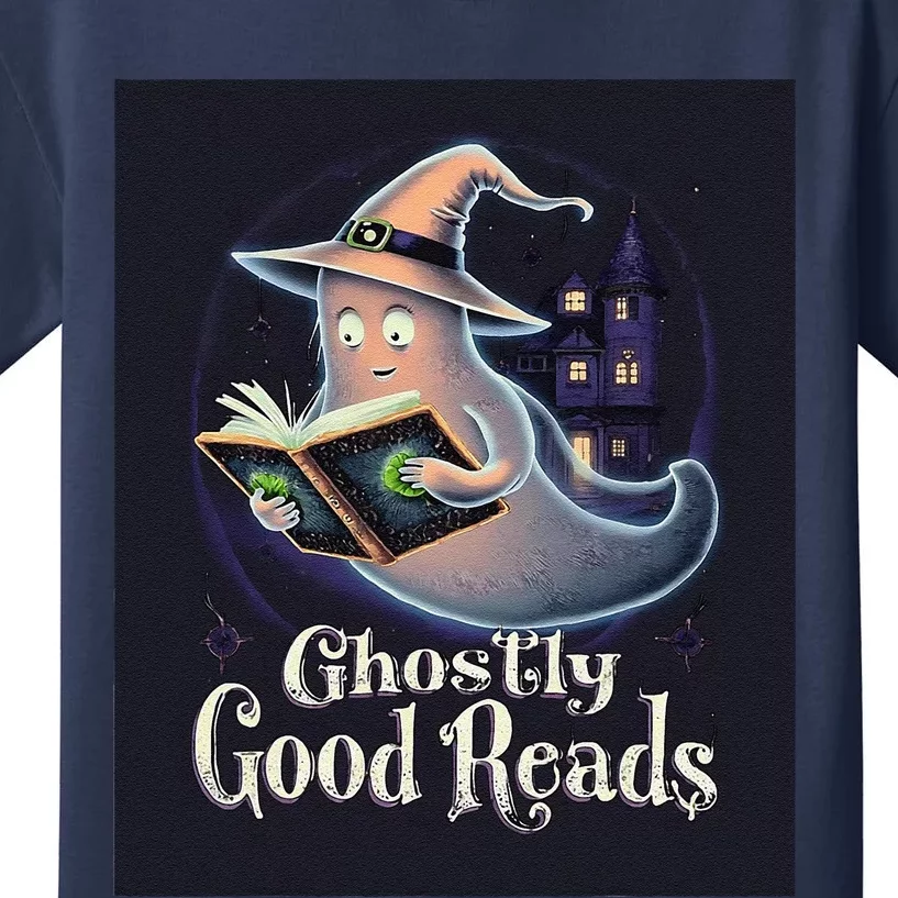 Halloween Ghost Reading Book Spooky Teacher Humor Kids T-Shirt