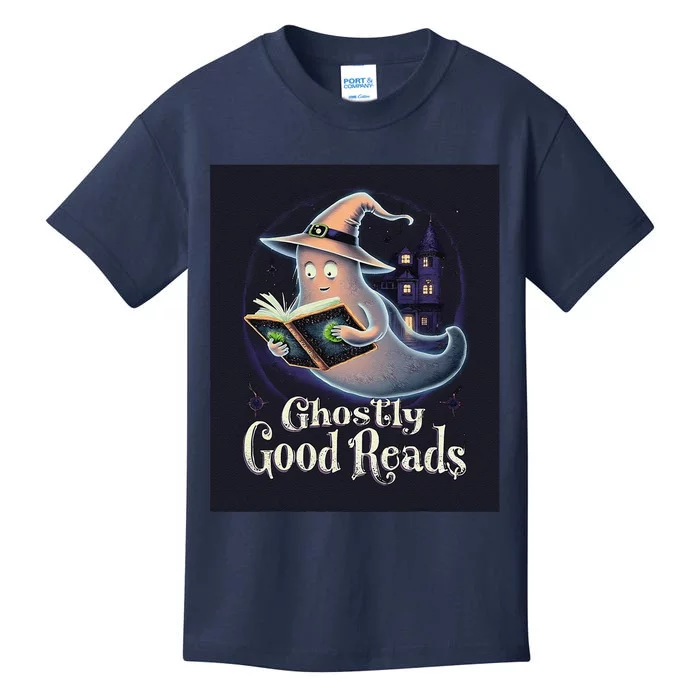 Halloween Ghost Reading Book Spooky Teacher Humor Kids T-Shirt