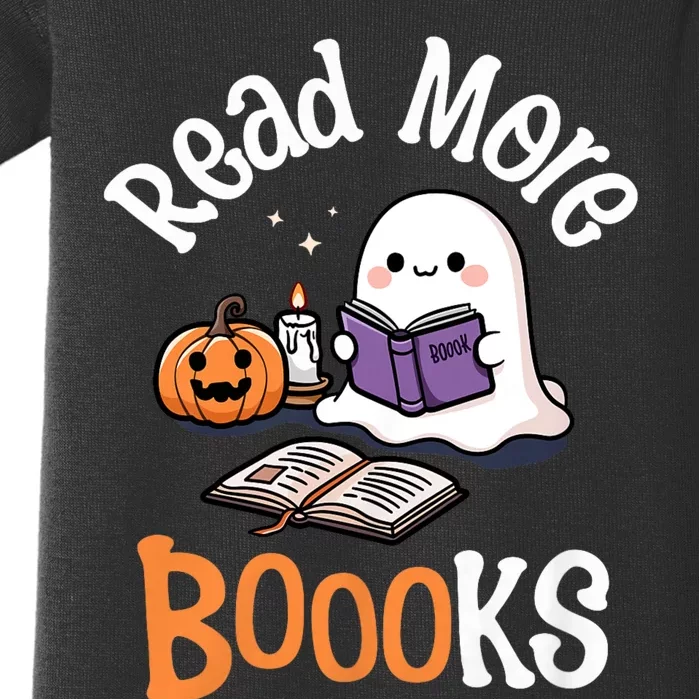 Halloween Ghost Reading Read More Books Librarian Teacher Baby Bodysuit