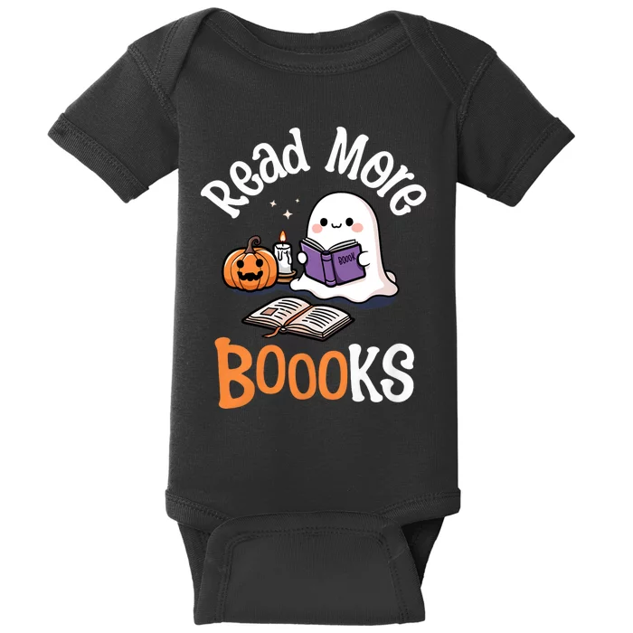 Halloween Ghost Reading Read More Books Librarian Teacher Baby Bodysuit