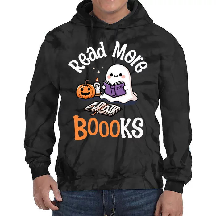 Halloween Ghost Reading Read More Books Librarian Teacher Tie Dye Hoodie