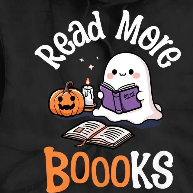 Halloween Ghost Reading Read More Books Librarian Teacher Tie Dye Hoodie