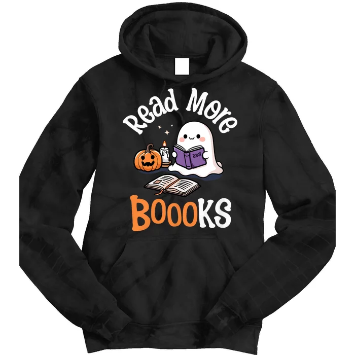 Halloween Ghost Reading Read More Books Librarian Teacher Tie Dye Hoodie