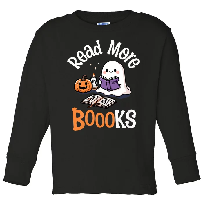 Halloween Ghost Reading Read More Books Librarian Teacher Toddler Long Sleeve Shirt